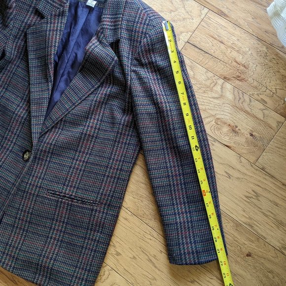 Sag Harbor Petite Wool Oversized Blazer Brown Plaid Vintage 10 Small 10P 6 - Picture 13 of 14